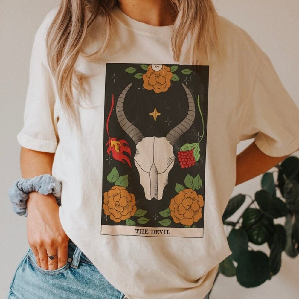The Devil Tarot Card Shirt, skeleton Tarot Card Tee, The audacity skeleton Tarot